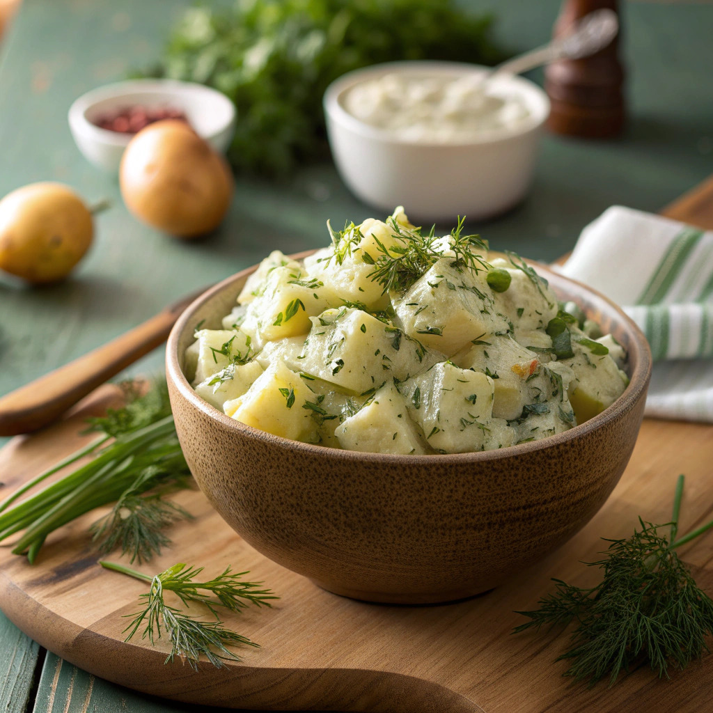 dill potato salad recipe – tangy and herb filled image 1