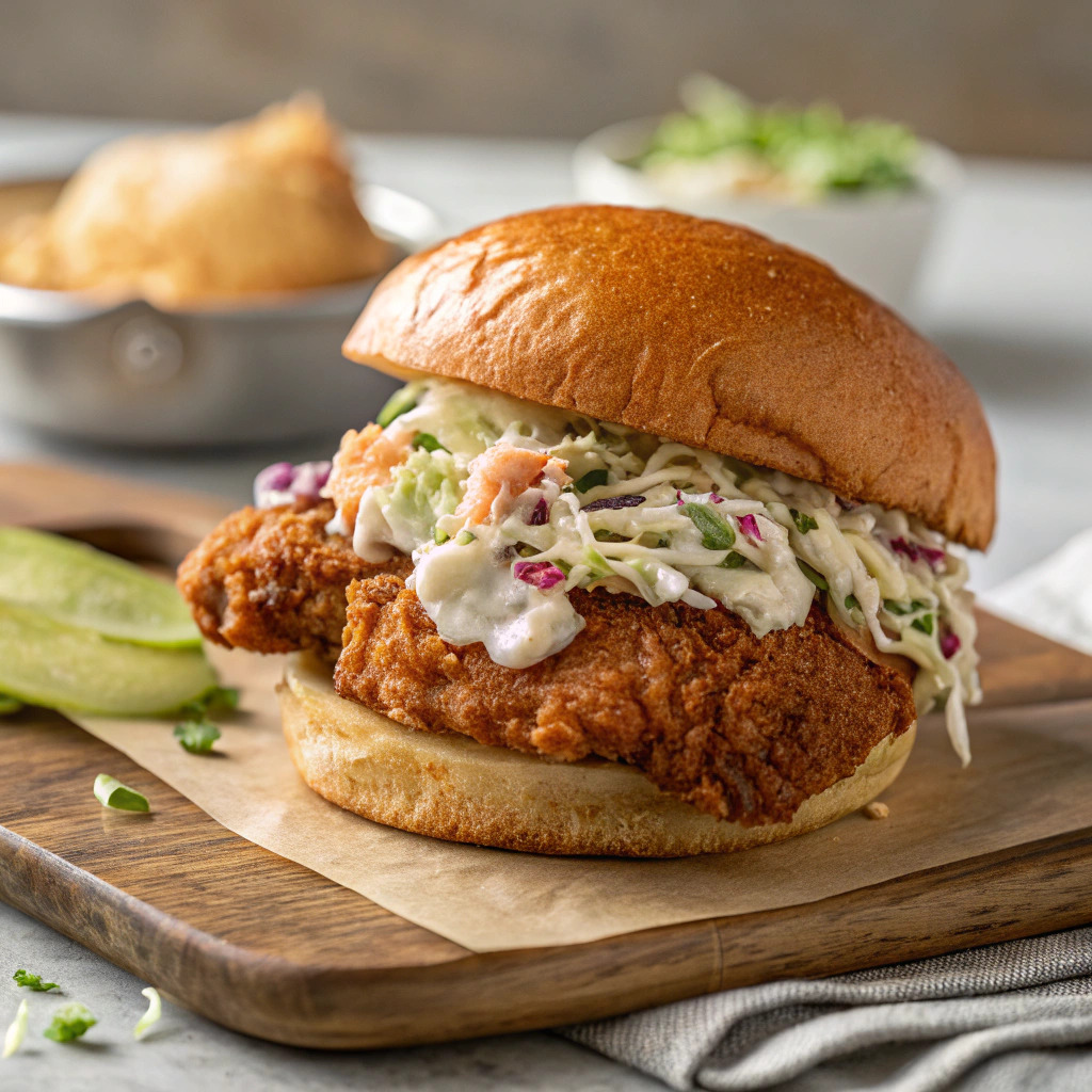 fried chicken sandwich recipe – crispy with creamy slaw image 1