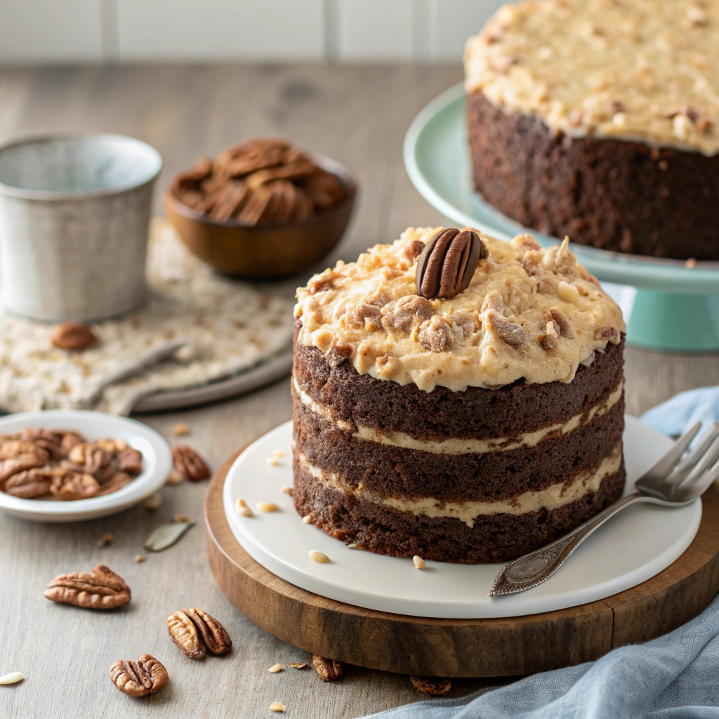 german chocolate cake recipe – rich coconut pecan frosting image 1
