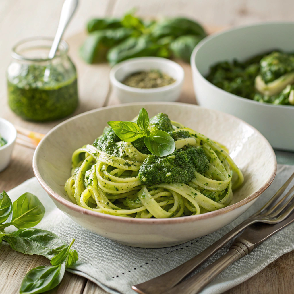 green pasta recipe – herb and spinach sauce image 1