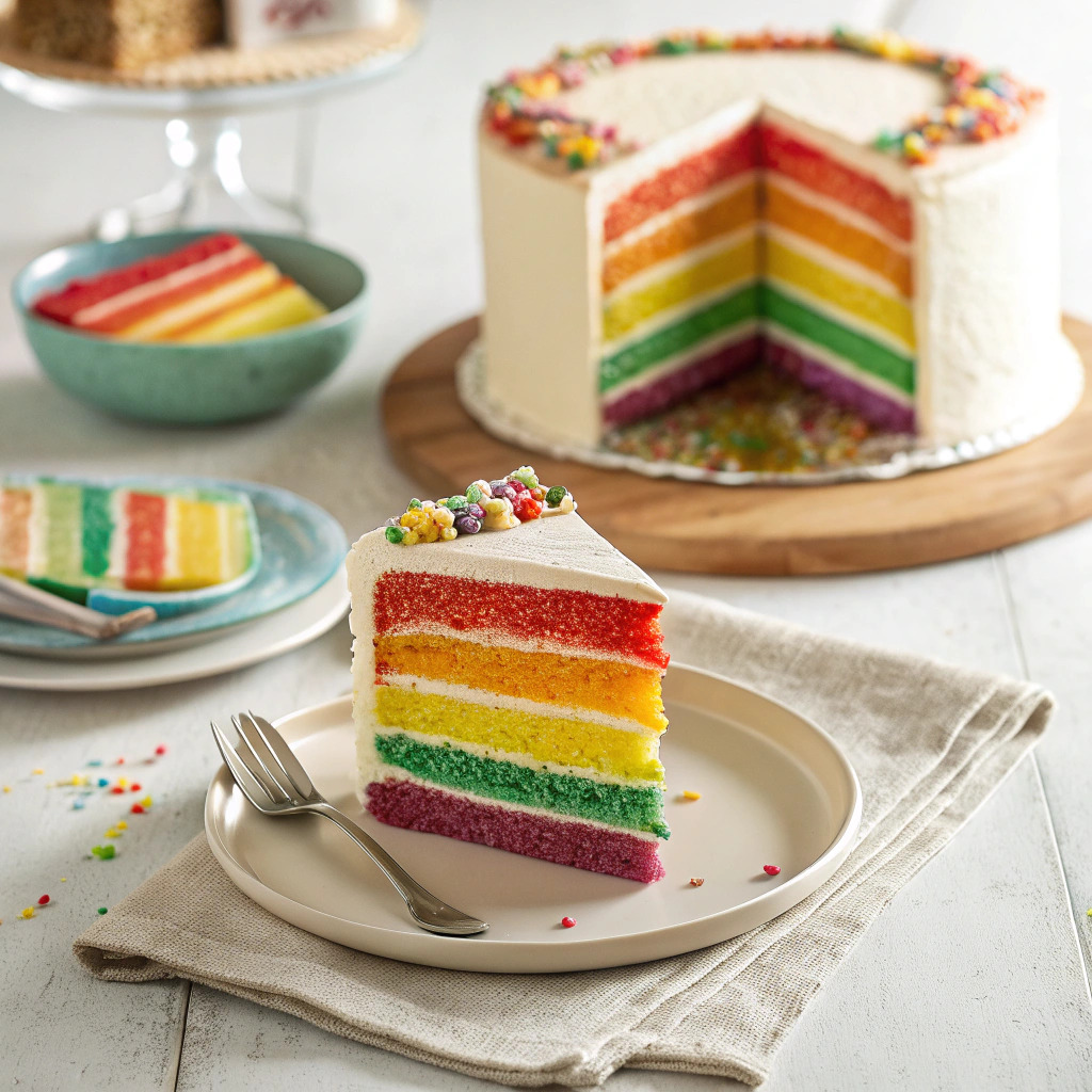 rainbow cake recipe – colorful layer cake image 1